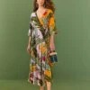 Mixed Striped Bananas Maxi Wrap Dress -Farm Rio Fashion Store 306207 01