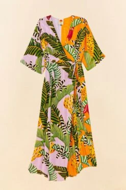 Mixed Striped Bananas Maxi Wrap Dress -Farm Rio Fashion Store 306207 06
