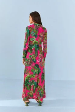 Farm Rio Pink Leaves Maxi Dress -Farm Rio Fashion Store 306210 04