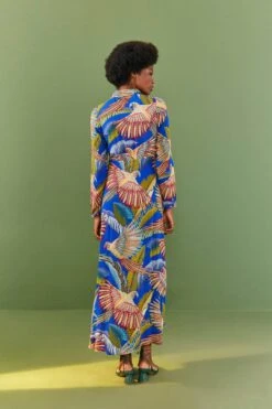 Farm Rio Blue Macaw Flight Maxi Dress -Farm Rio Fashion Store 306211 03