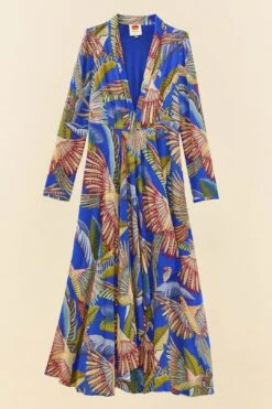 Farm Rio Blue Macaw Flight Maxi Dress -Farm Rio Fashion Store 306211 05