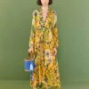 Farm Rio Yellow Summer Garden Maxi Dress -Farm Rio Fashion Store 306212 01