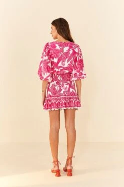 Farm Rio Pink Tropical Woodcut Mini Dress 10 Farm Rio Pink Tropical Woodcut Mini Dress -Farm Rio Fashion Store 306220 03