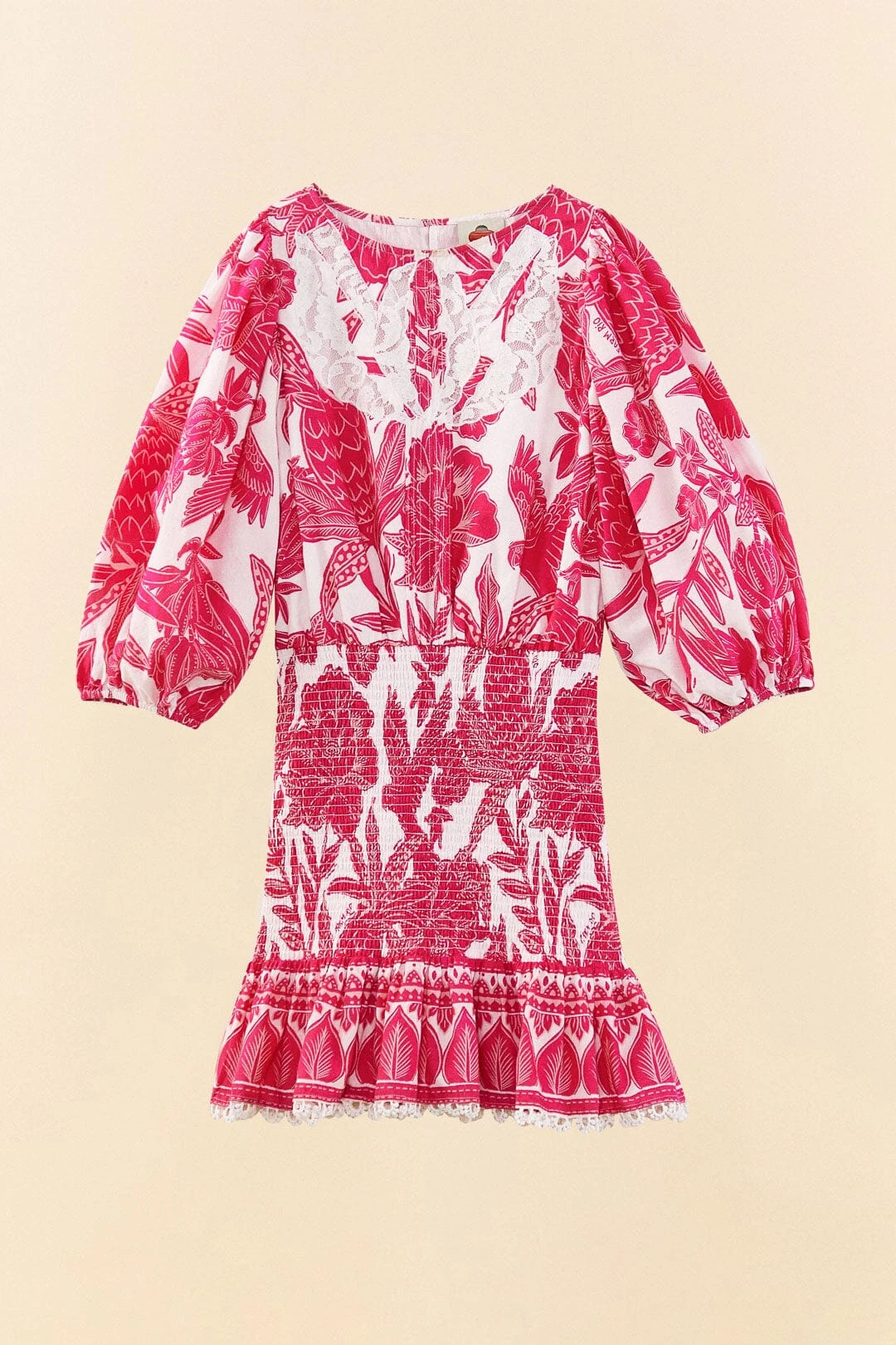 Farm Rio Pink Tropical Woodcut Mini Dress 8 Farm Rio Pink Tropical Woodcut Mini Dress - Image 6