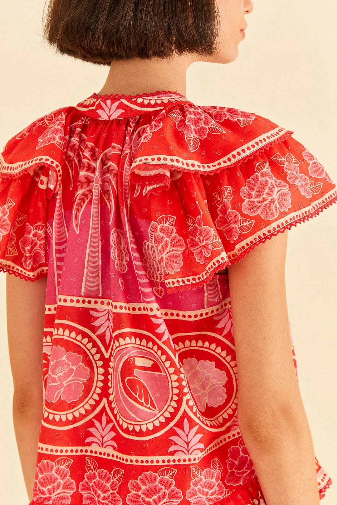 Farm Rio Red Summer Sunrise Blouse 4 Farm Rio Red Summer Sunrise Blouse - Image 2