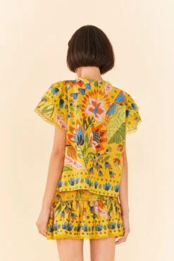 Farm Rio Yellow Summer Garden Blouse -Farm Rio Fashion Store 306228 04
