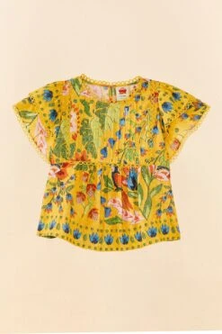 Farm Rio Yellow Summer Garden Blouse -Farm Rio Fashion Store 306228 06