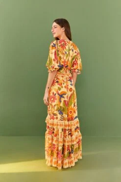 Farm Rio Yellow Rio Tapestry Maxi Dress -Farm Rio Fashion Store 306240 04