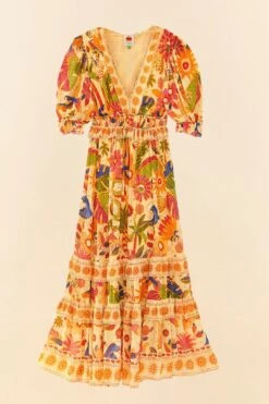 Farm Rio Yellow Rio Tapestry Maxi Dress -Farm Rio Fashion Store 306240 06