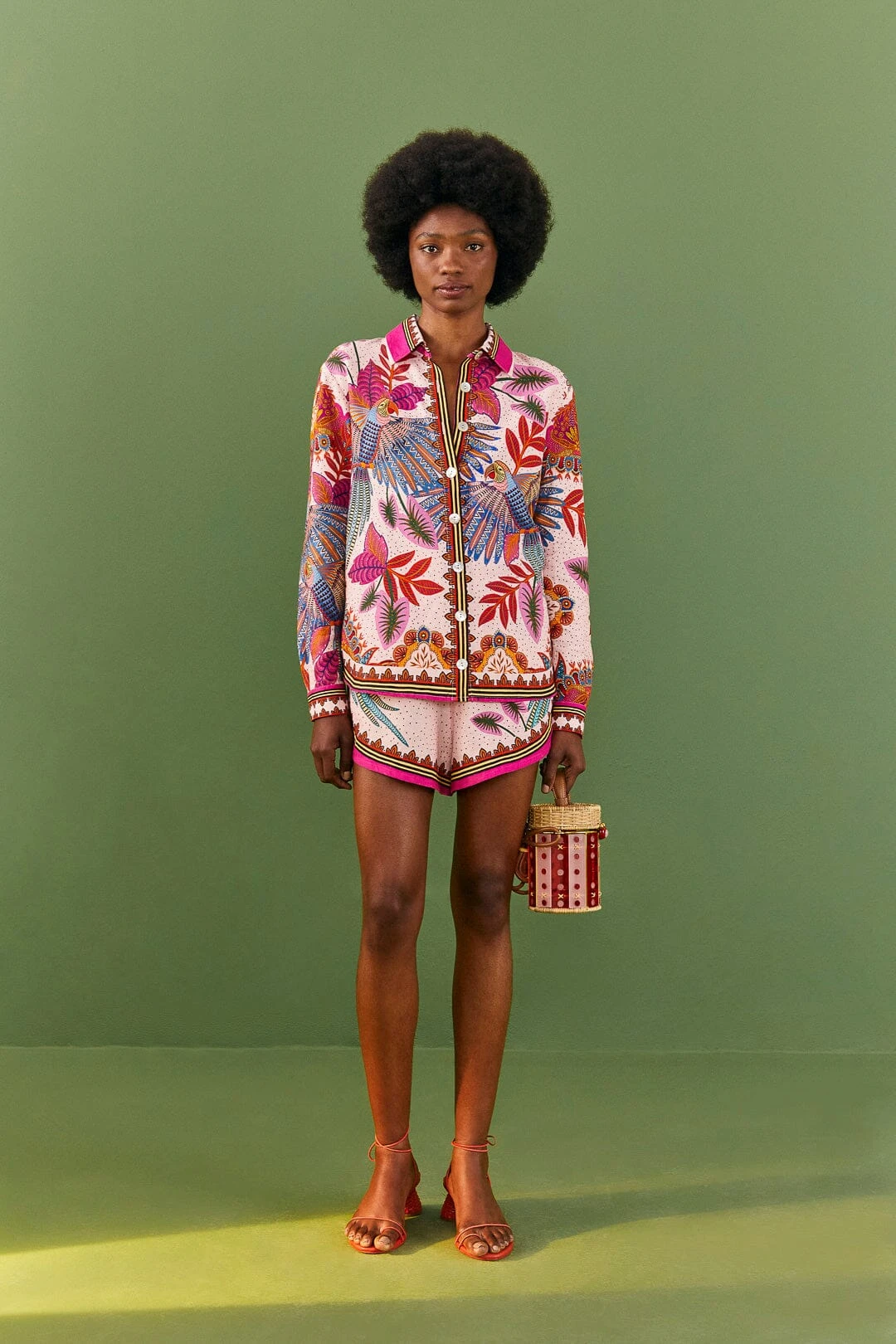 Farm Rio Pink Macaw Scarf Shirt 3 Farm Rio Pink Macaw Scarf Shirt