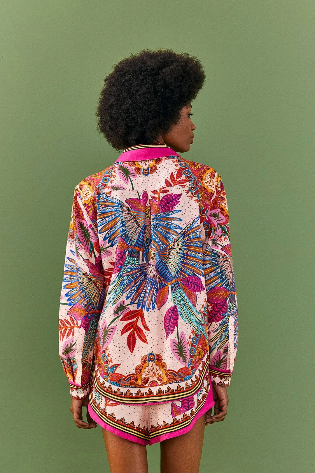 Farm Rio Pink Macaw Scarf Shirt 4 Farm Rio Pink Macaw Scarf Shirt - Image 2