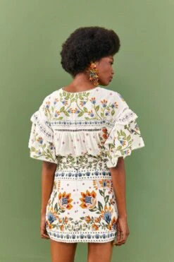 Farm Rio White Summer Garden Mini Skirt -Farm Rio Fashion Store 306268 03