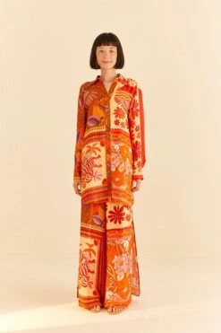 Farm Rio Forest Mixed Scarves Lenzing™ Ecovero™ Viscose Pants -Farm Rio Fashion Store 306279 02