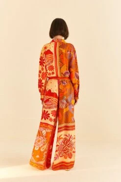 Farm Rio Forest Mixed Scarves Lenzing™ Ecovero™ Viscose Pants -Farm Rio Fashion Store 306279 04