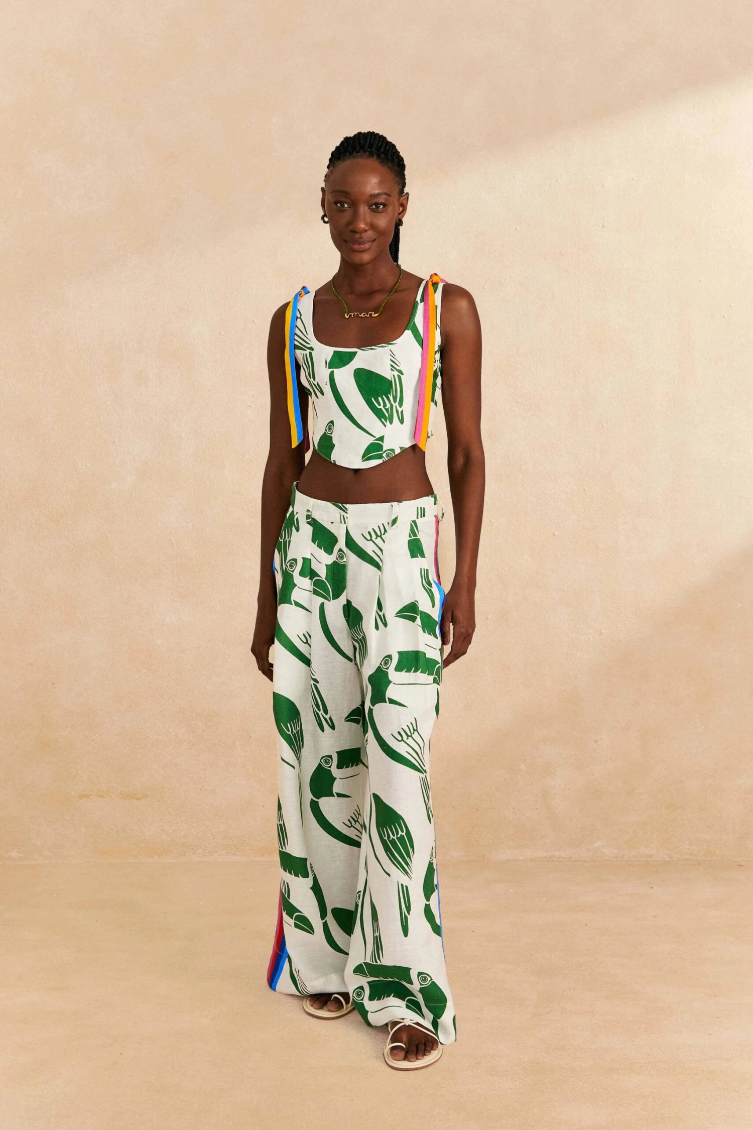 Farm Rio Off-White Rainbow Toucans Crop Top 4 Farm Rio Off-White Rainbow Toucans Crop Top - Image 2