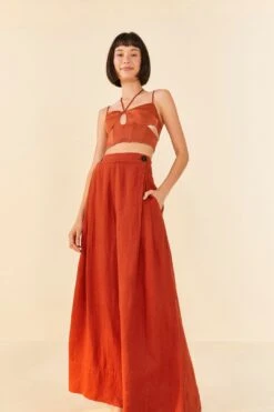 Farm Rio Brown Wide Leg Pants