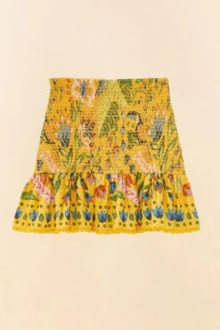 Farm Rio Yellow Summer Garden Mini Skirt -Farm Rio Fashion Store 306300 06