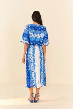 Farm Rio Blue Flower Stripes Crop Top -Farm Rio Fashion Store 306302 04