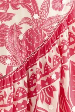 Farm Rio Pink Tropical Woodcut Midi Skirt -Farm Rio Fashion Store 306307 05