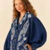 Farm Rio Jungle Flow Embroidered Denim Jacket -Farm Rio Fashion Store 306311 01