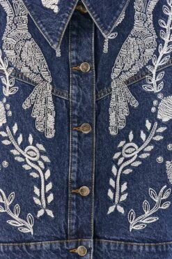 Farm Rio Jungle Flow Embroidered Denim Jacket -Farm Rio Fashion Store 306311 05