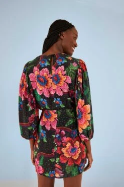 Farm Rio Black Blooming Garden Mini Skirt -Farm Rio Fashion Store 306313 04