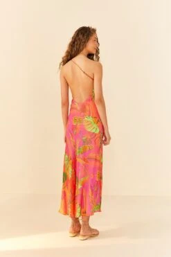 Orange Ombre Forest Lenzing™ Ecovero™ Viscose Midi Dress -Farm Rio Fashion Store 306325 04