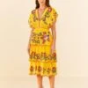 Farm Rio Yellow Embroidered Richelieu Midi Dress 2 Farm Rio Yellow Embroidered Richelieu Midi Dress -Farm Rio Fashion Store 306329 01