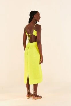 Farm Rio Lime Green Monstera Midi Dress -Farm Rio Fashion Store 306330 05