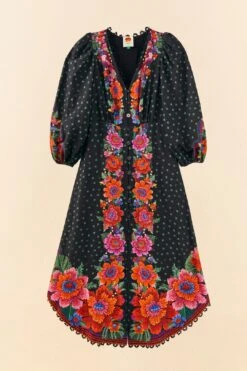 Farm Rio Black Blooming Garden Dress -Farm Rio Fashion Store 306333 06