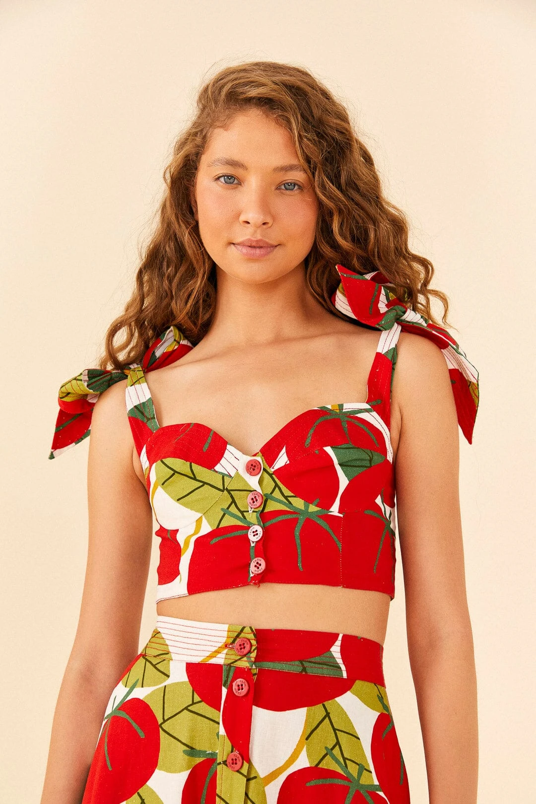 Farm Rio Tomato Tie Strap Crop Top 3 Farm Rio Tomato Tie Strap Crop Top