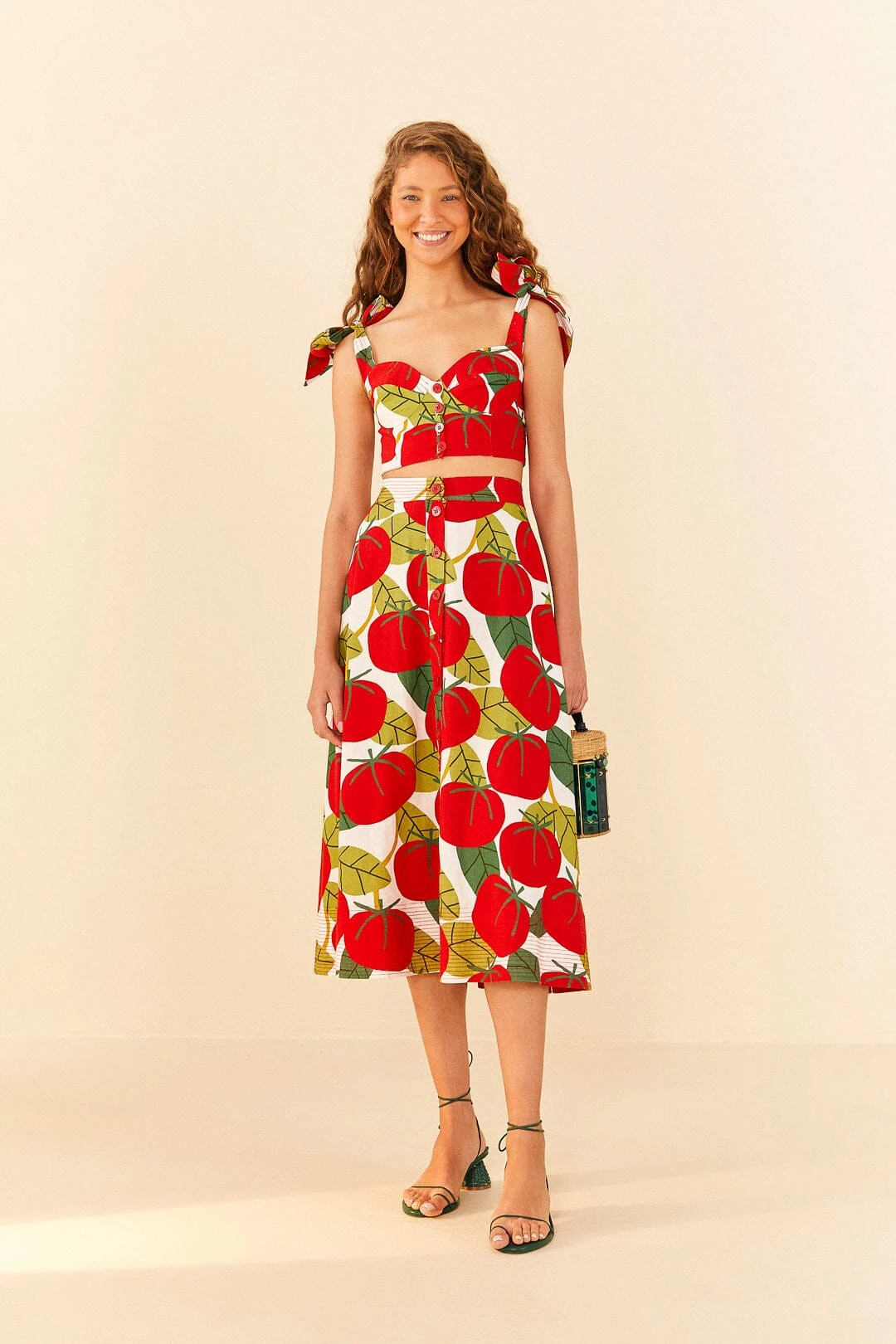 Farm Rio Tomato Tie Strap Crop Top 4 Farm Rio Tomato Tie Strap Crop Top - Image 2