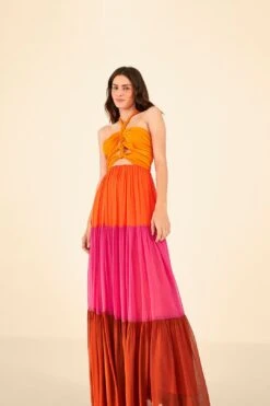 Warm Color Blocking Maxi Dress -Farm Rio Fashion Store 306344 03