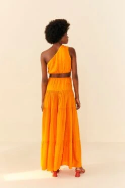 Orange Asymmetrical Maxi Dress -Farm Rio Fashion Store 306363 03
