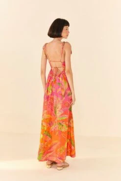 Farm Rio Orange Ombre Forest Maxi Dress -Farm Rio Fashion Store 306376 03