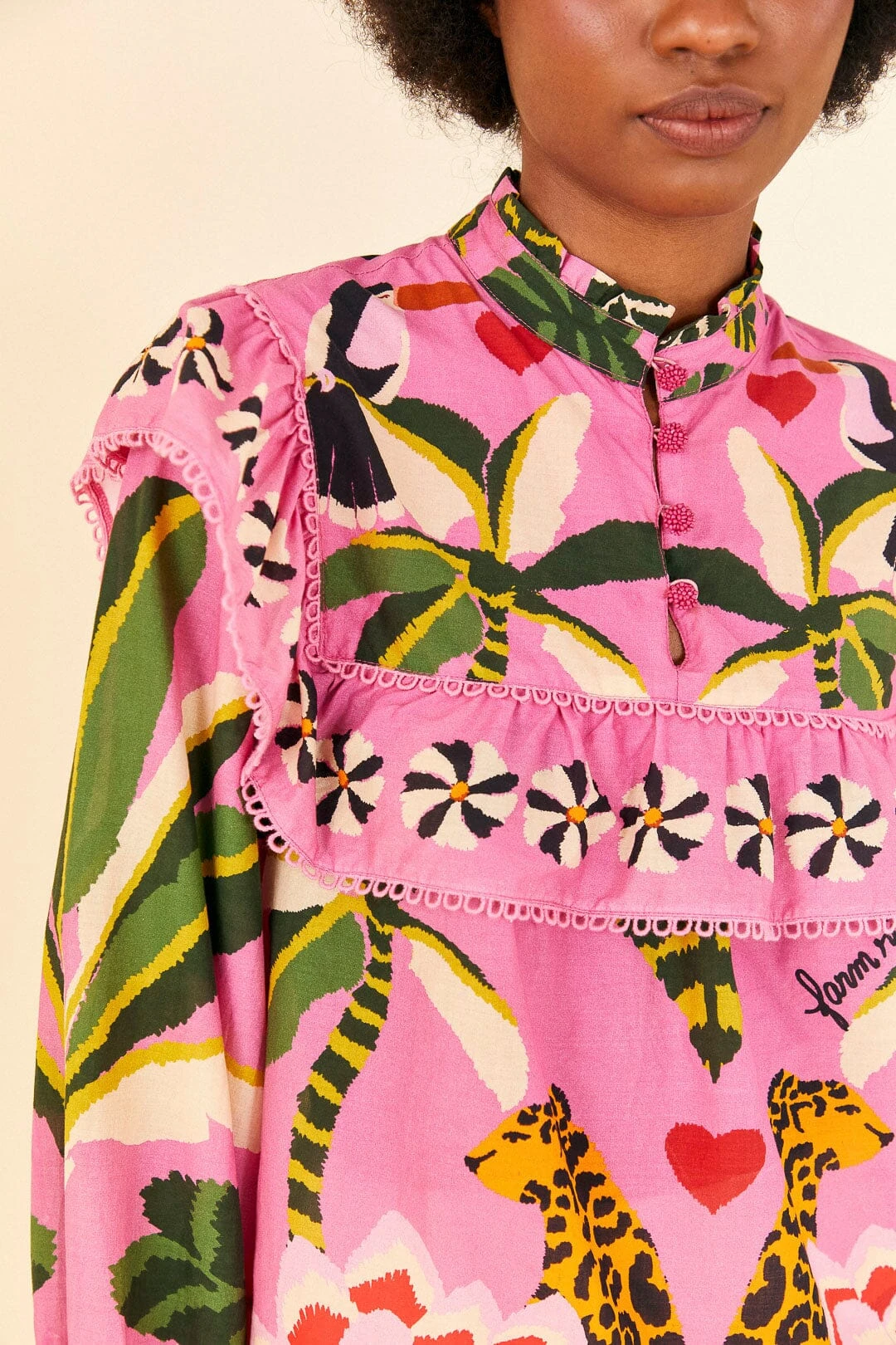 Farm Rio Pink Leopard Forest Blouse 5 Farm Rio Pink Leopard Forest Blouse - Image 3
