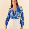 Farm Rio Blue Tropical Groove Blouse -Farm Rio Fashion Store 306650 01