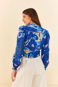 Farm Rio Blue Tropical Groove Blouse -Farm Rio Fashion Store 306650 03