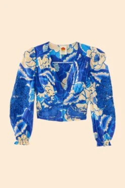 Farm Rio Blue Tropical Groove Blouse -Farm Rio Fashion Store 306650 06