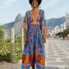 Farm Rio Blue Pineapple Garden Kaftan Maxi Dress -Farm Rio Fashion Store 306652 01