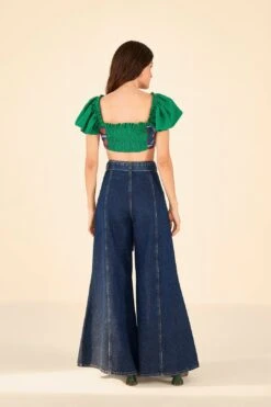 Farm Rio Dark Wash Wide Leg Denim Pants -Farm Rio Fashion Store 306668 03