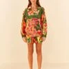 Farm Rio Orange Blooming GardenSweatshorts 1 Farm Rio Orange Blooming GardenSweatshorts -Farm Rio Fashion Store 306673 01