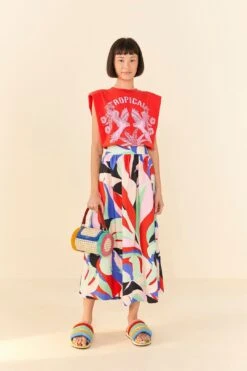 Farm Rio Red Tropical Organic Cotton T-Shirt -Farm Rio Fashion Store 306713 02