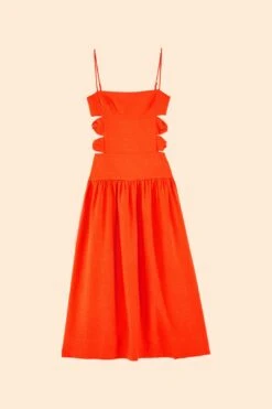 Farm Rio Orange Cut Out Midi Dress -Farm Rio Fashion Store 306742 06 2