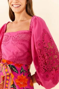 Farm Rio Pink Lace Blouse -Farm Rio Fashion Store 306900 03
