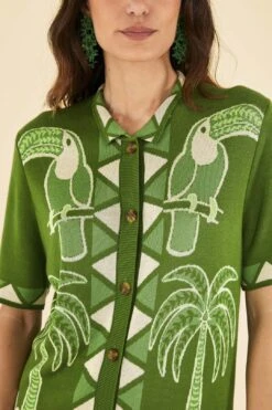 Farm Rio Green Summer Sunrise Lenzing™ Ecovero™ Viscose Knit Shirt -Farm Rio Fashion Store 306911 03