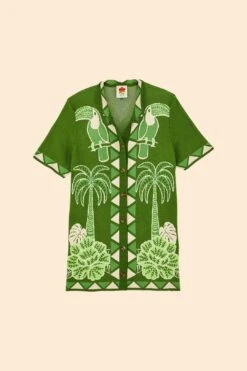 Farm Rio Green Summer Sunrise Lenzing™ Ecovero™ Viscose Knit Shirt -Farm Rio Fashion Store 306911 06