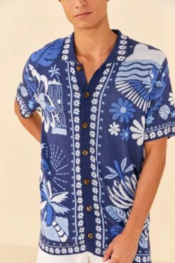 Farm Rio Blue Rio Tiles Lenzing™ Ecovero™ Viscose Knit Shirt -Farm Rio Fashion Store 306912 05