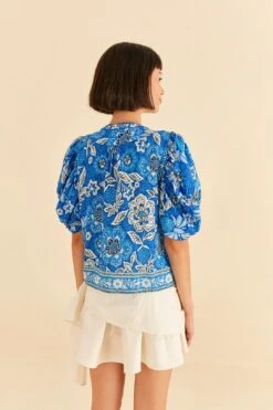 Farm Rio Blue Full Of Flowers Blouse -Farm Rio Fashion Store 306916 04