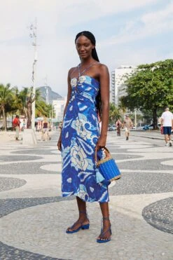 Farm Rio Blue Tropical Groove Lenzing™ Ecovero™ Viscose Midi Dress